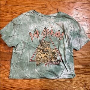 Def Leppard Green Tye Dye Crop Top